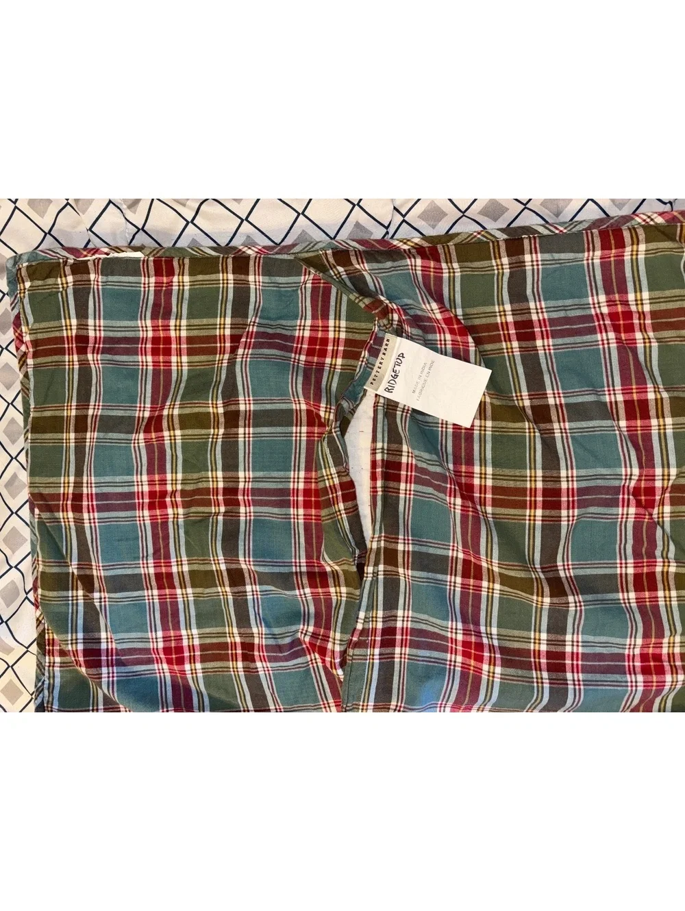 Vintage 2009 Pottery Barn Log Cabin Patchwork Pillow Shams Set Red Plaid Paisley